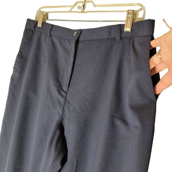 Pendleton Virgin Wool Dress Pants Trousers Women 12 Navy Blue Flat Front Pockets - Picture 4 of 12